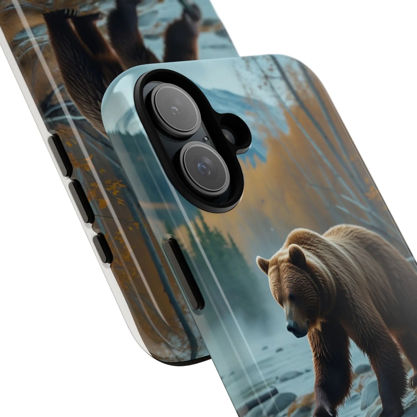 iPhone Case Bear Fishing by the River iPhone Case - Dual Layer Protection, TPU - Polycarbonate, Wireless Charging Compatible - Alp Online Store