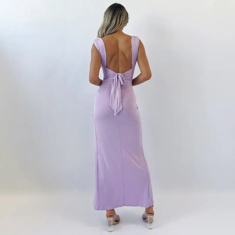 Elegant Sleeveless Slit Dress with Back Tie – Chic & Stylish Alp Online Store