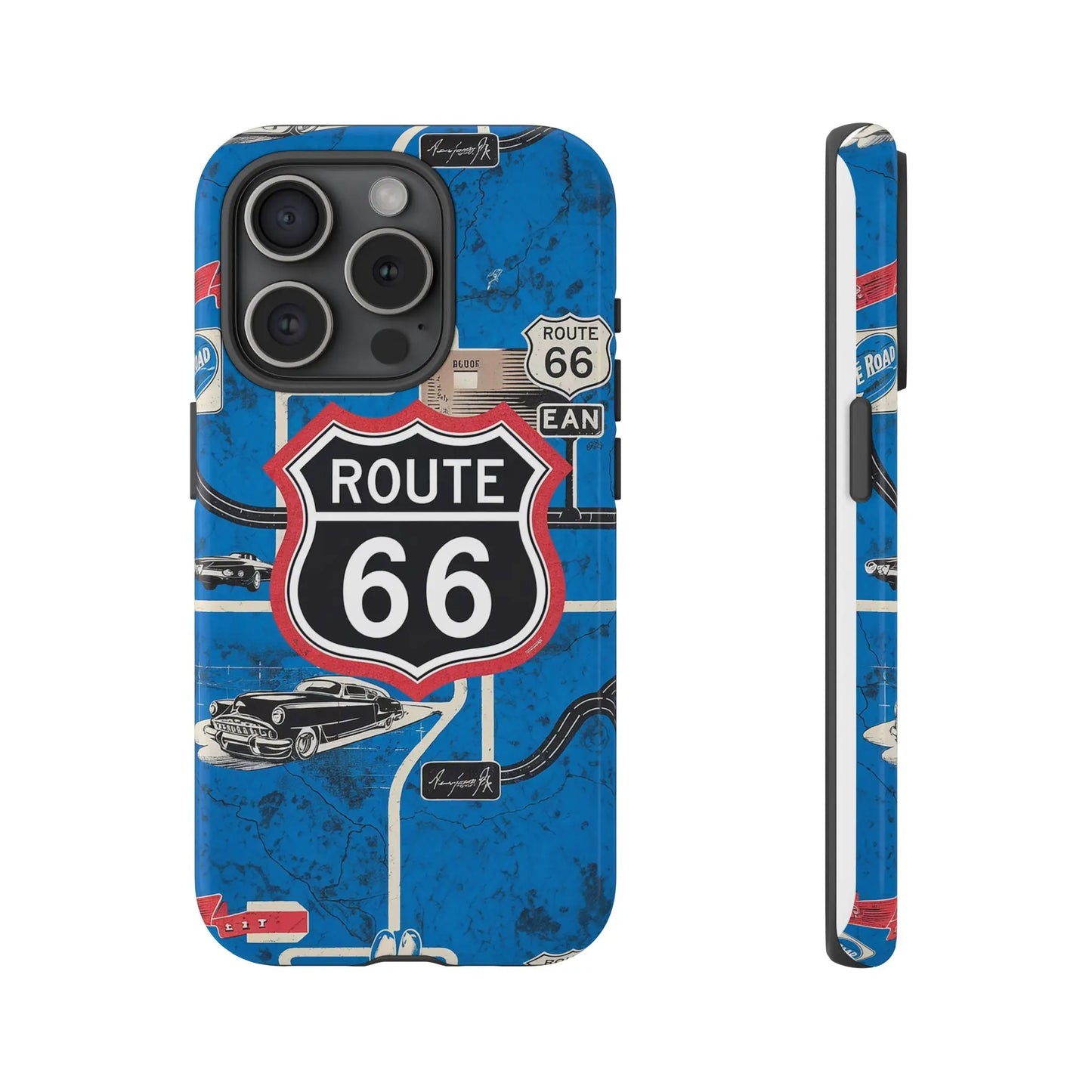 Route 66 Custom iPhone Case, Dual Layer, TPU and Polycarbonate, Wireless Charging Printify