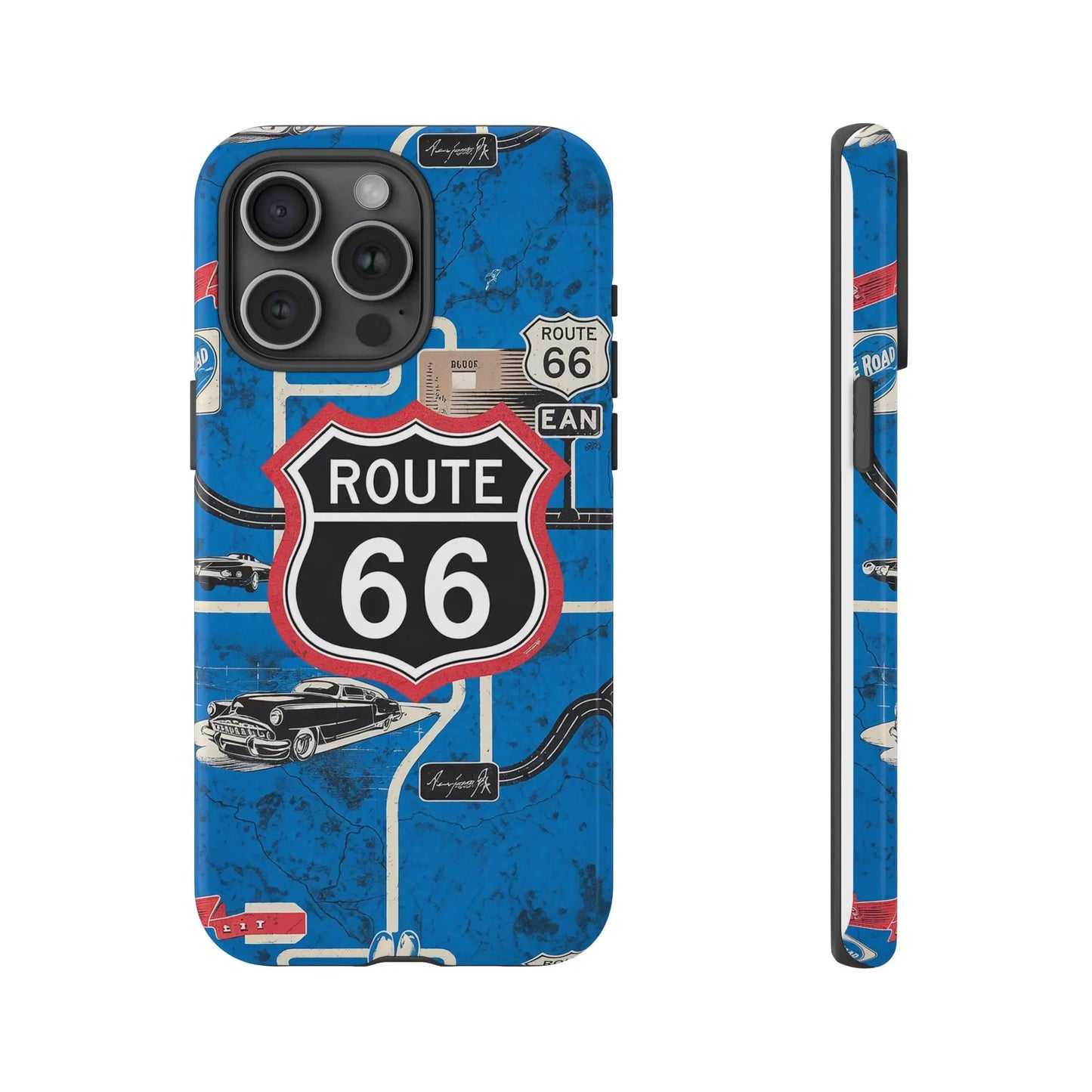 Route 66 Custom iPhone Case, Dual Layer, TPU and Polycarbonate, Wireless Charging Printify