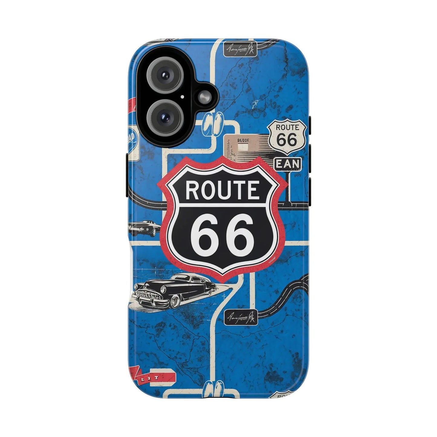 Route 66 Custom iPhone Case, Dual Layer, TPU and Polycarbonate, Wireless Charging Printify