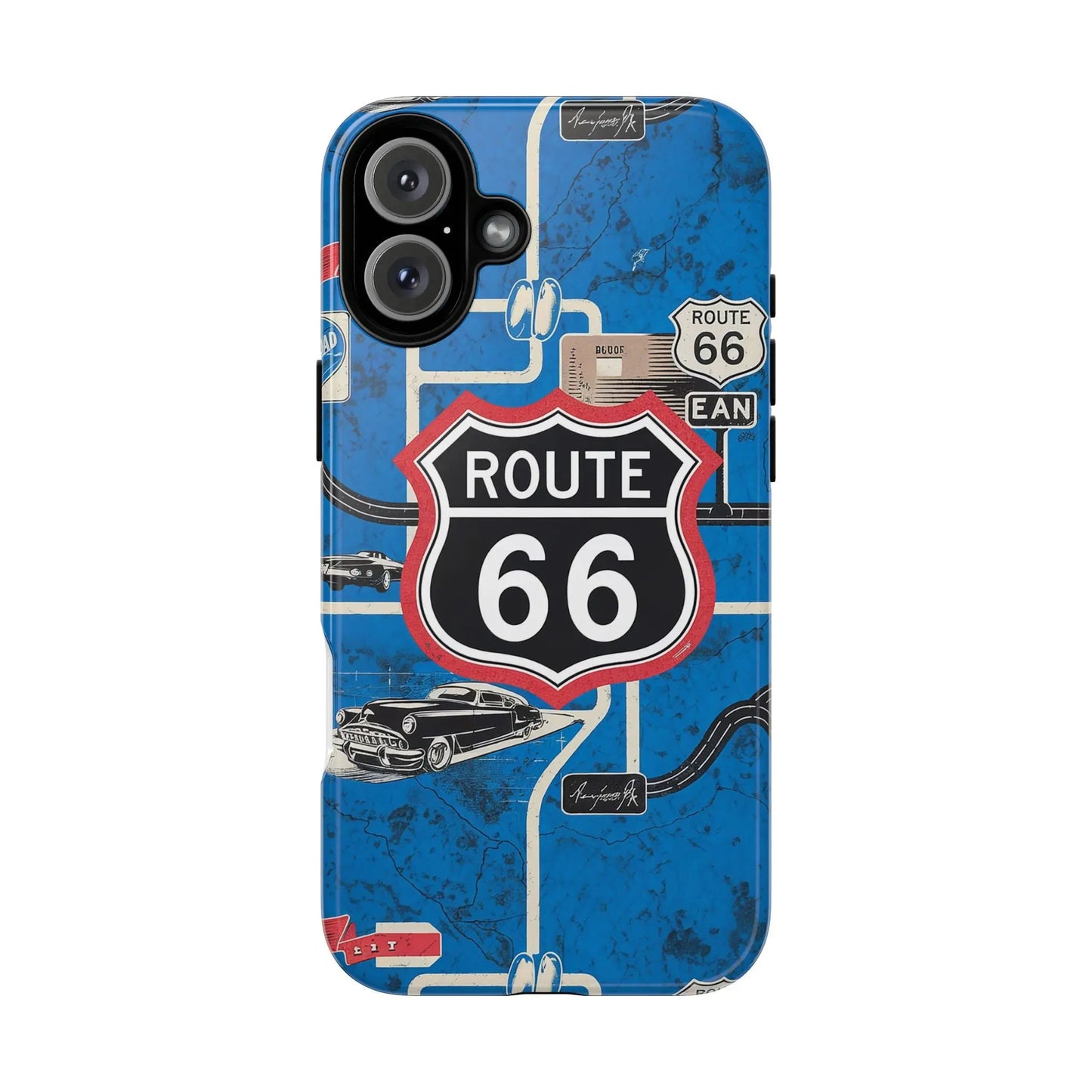 Route 66 Custom iPhone Case, Dual Layer, TPU and Polycarbonate, Wireless Charging Printify