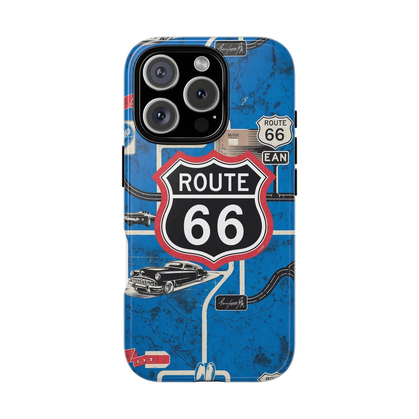 Route 66 Custom iPhone Case, Dual Layer, TPU and Polycarbonate, Wireless Charging Printify