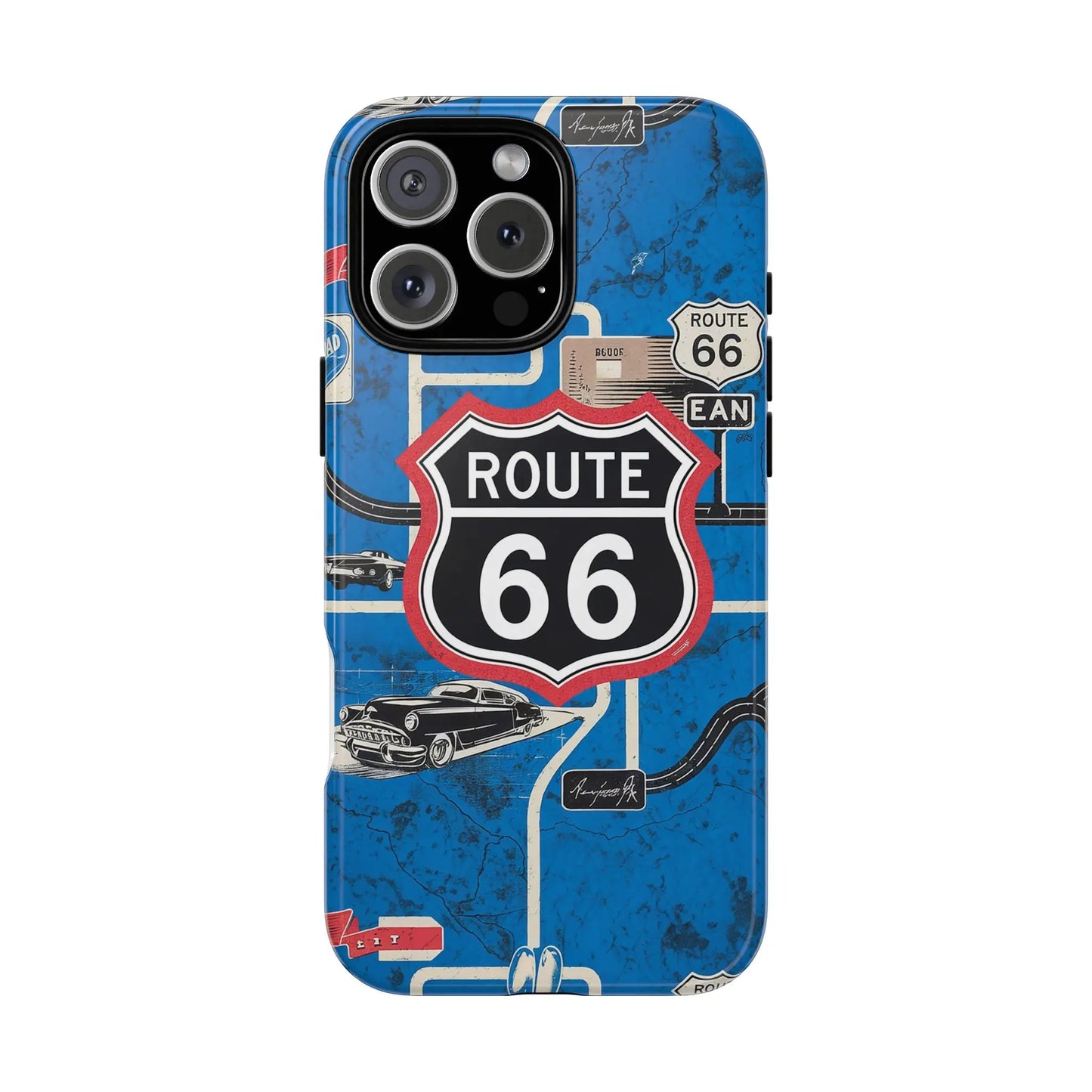 Route 66 Custom iPhone Case, Dual Layer, TPU and Polycarbonate, Wireless Charging Printify