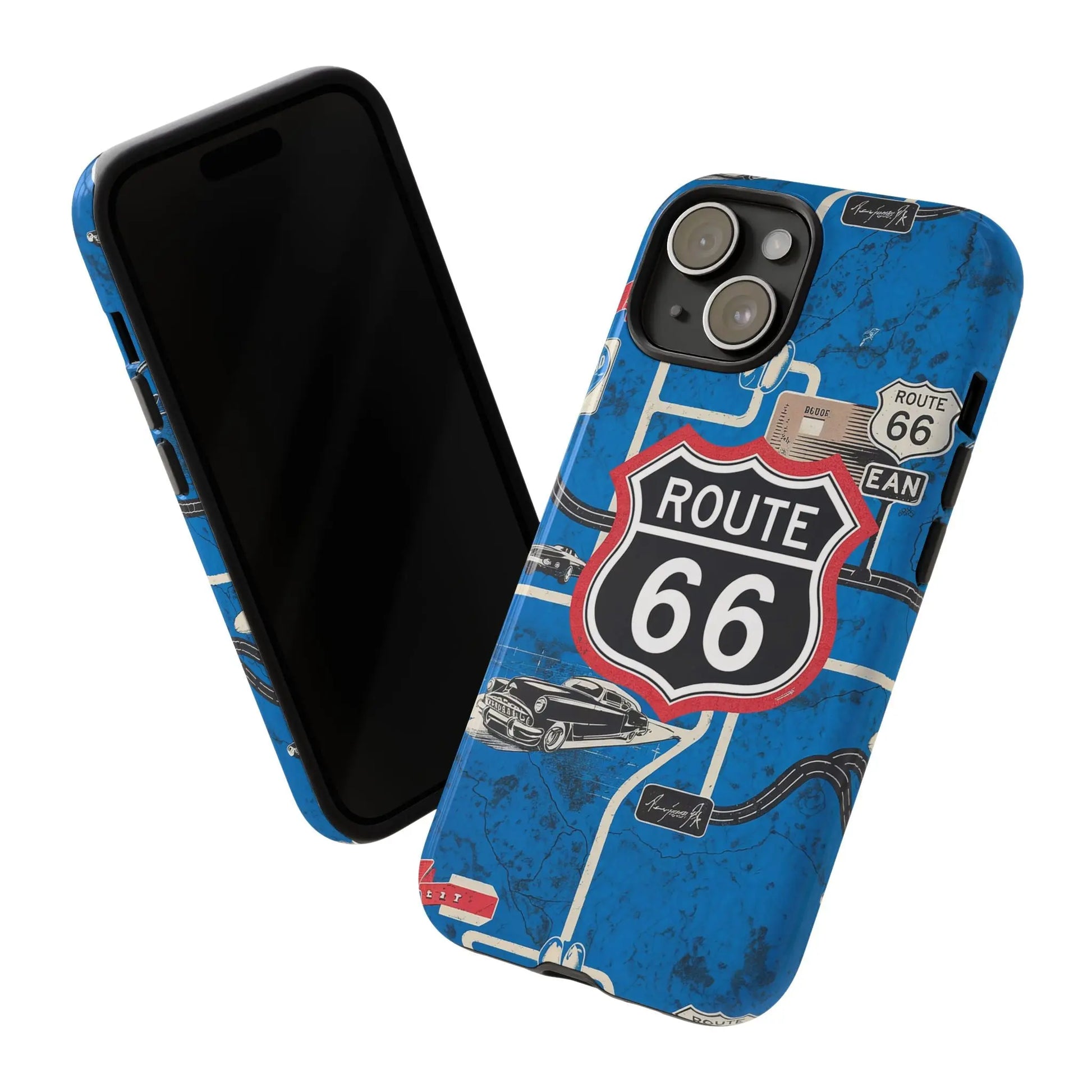 Route 66 Custom iPhone Case, Dual Layer, TPU and Polycarbonate, Wireless Charging Printify