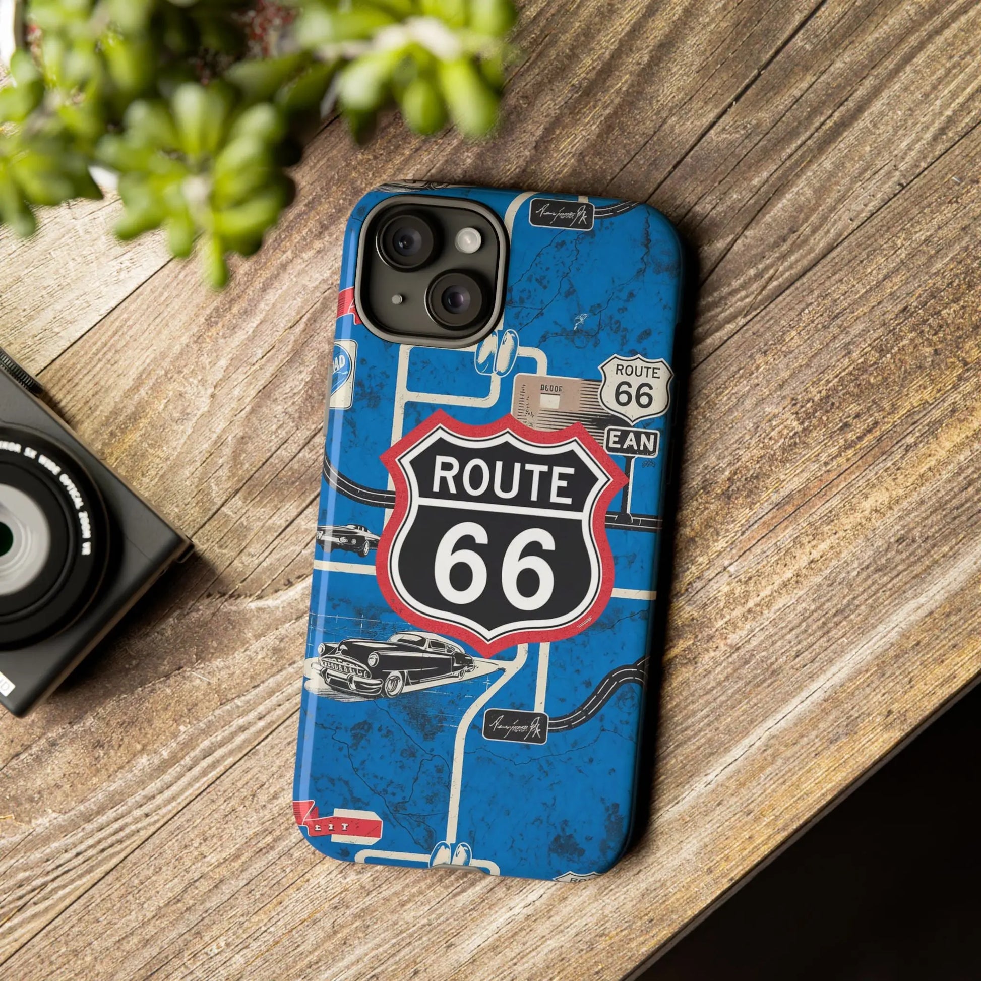 Route 66 Custom iPhone Case, Dual Layer, TPU and Polycarbonate, Wireless Charging Printify