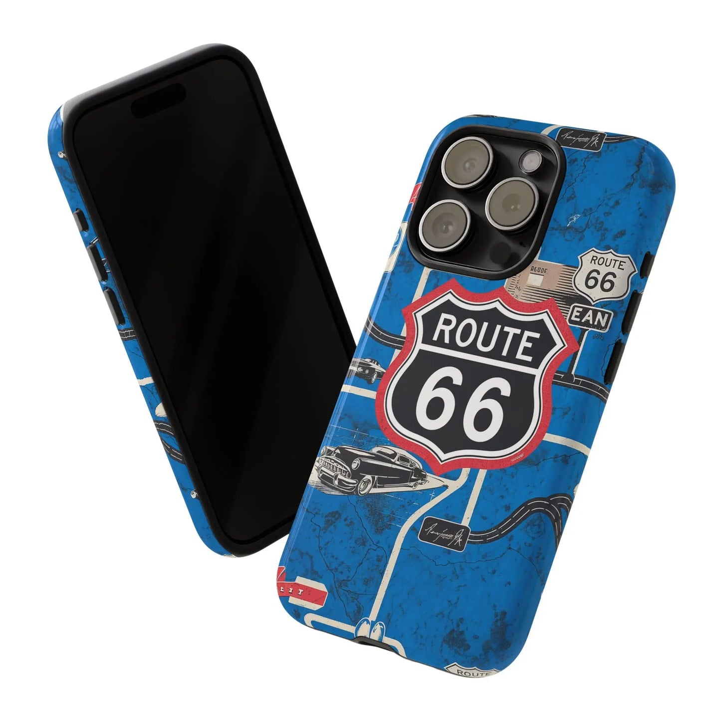 Route 66 Custom iPhone Case, Dual Layer, TPU and Polycarbonate, Wireless Charging Printify