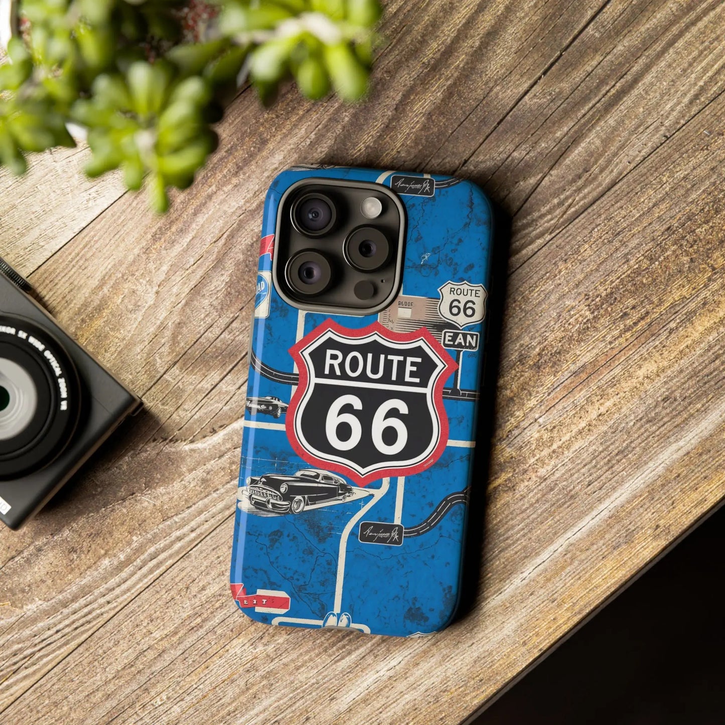 Route 66 Custom iPhone Case, Dual Layer, TPU and Polycarbonate, Wireless Charging Printify