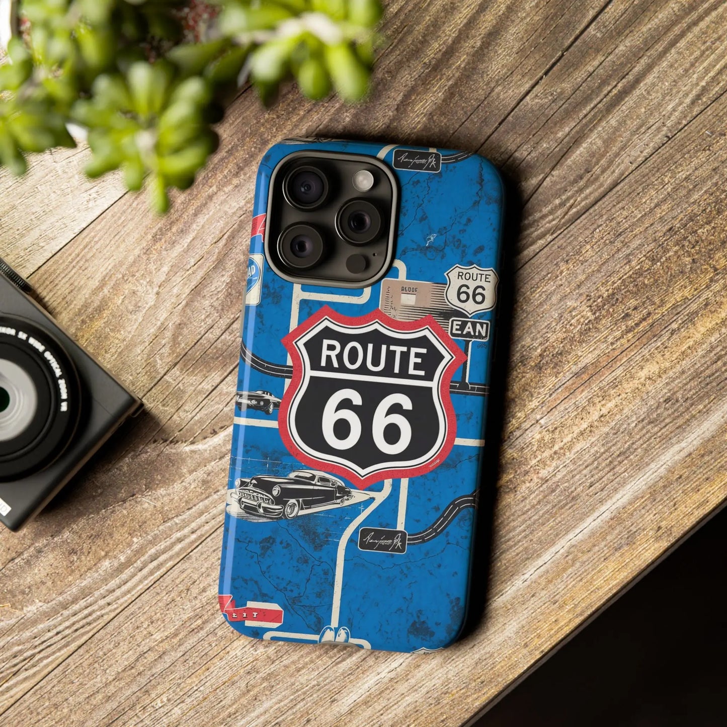 Route 66 Custom iPhone Case, Dual Layer, TPU and Polycarbonate, Wireless Charging Printify