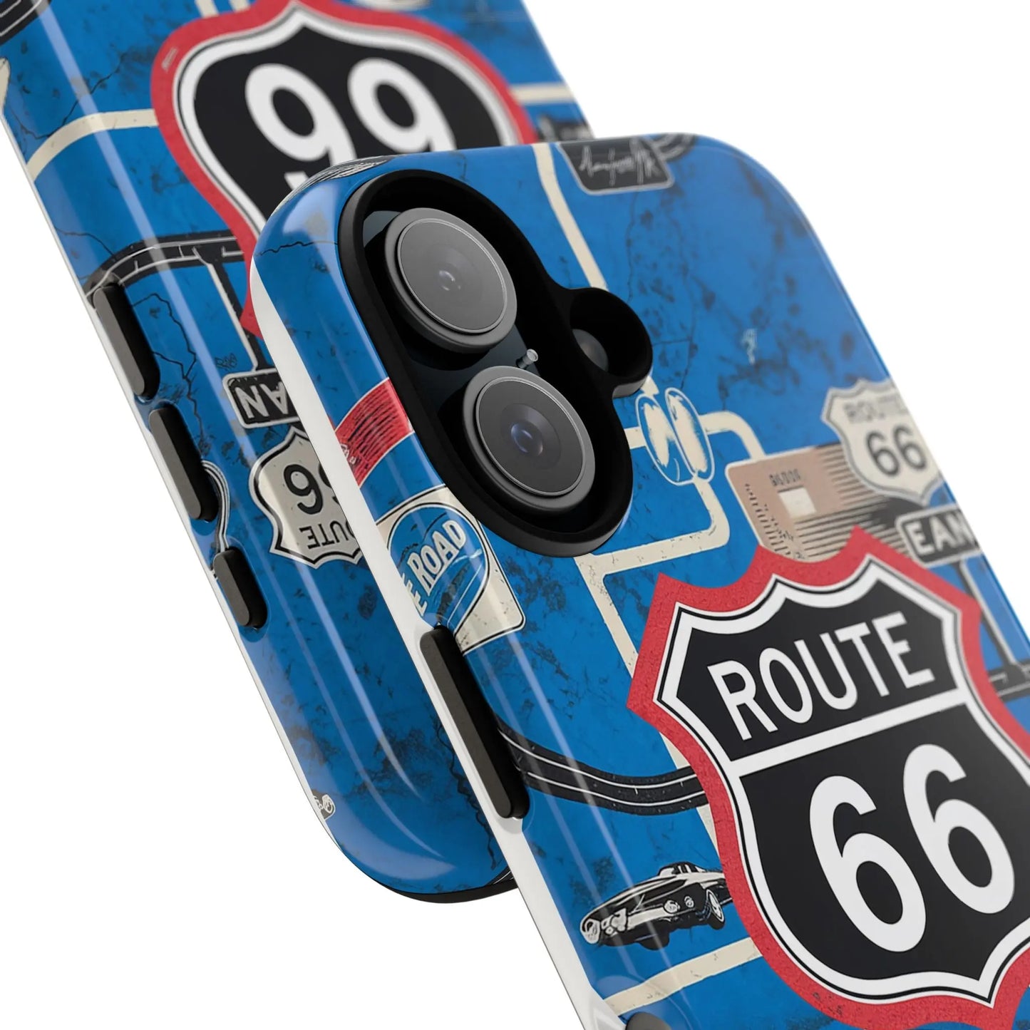 Route 66 Custom iPhone Case, Dual Layer, TPU and Polycarbonate, Wireless Charging Printify