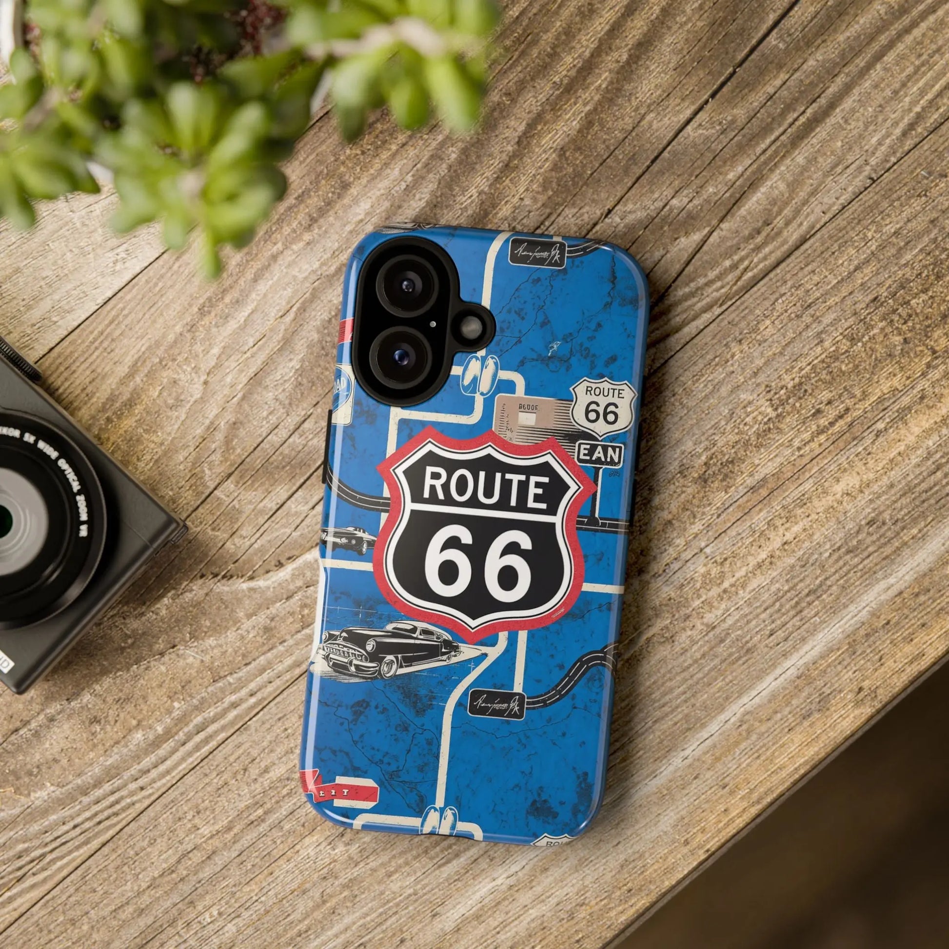 Route 66 Custom iPhone Case, Dual Layer, TPU and Polycarbonate, Wireless Charging Printify