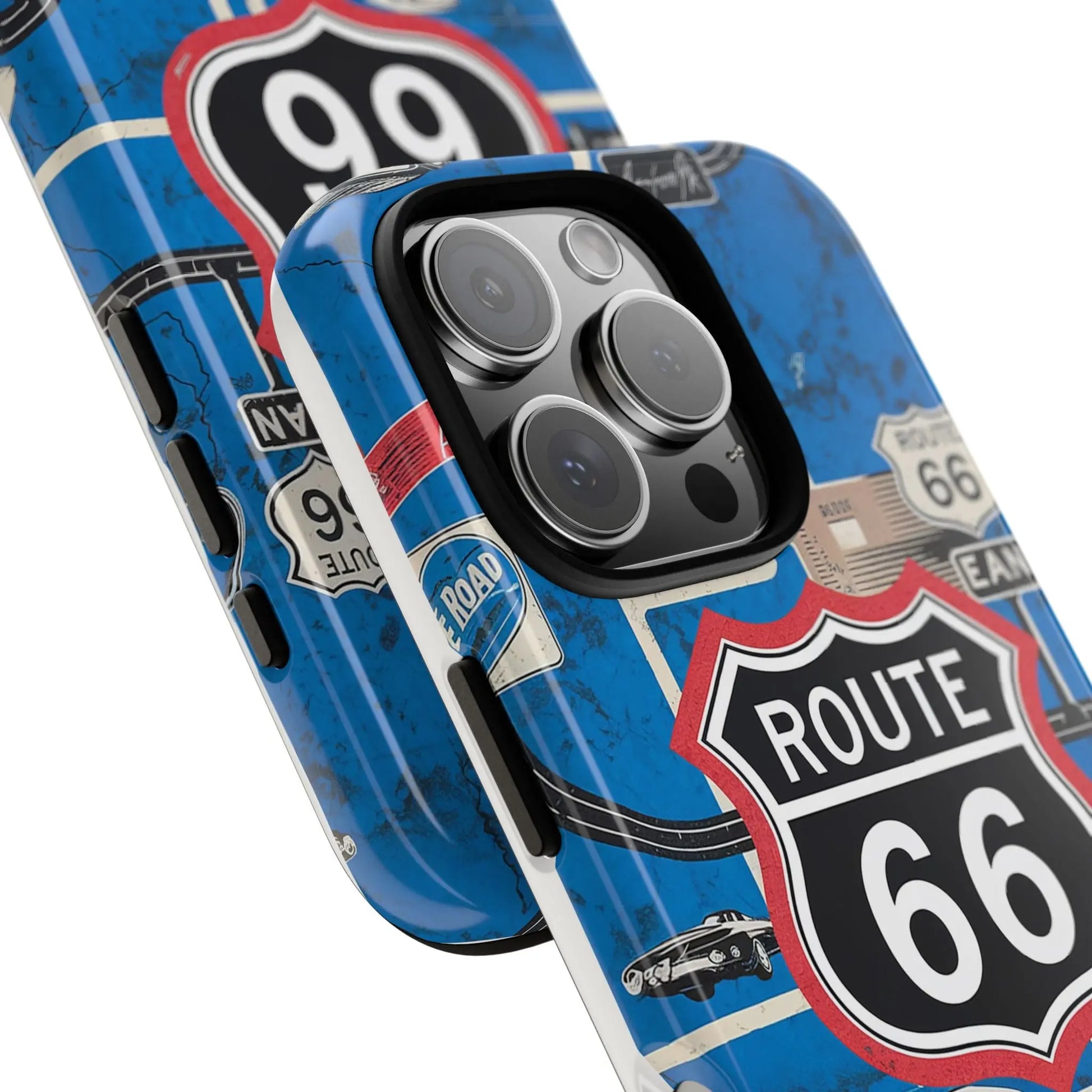 Route 66 Custom iPhone Case, Dual Layer, TPU and Polycarbonate, Wireless Charging Printify