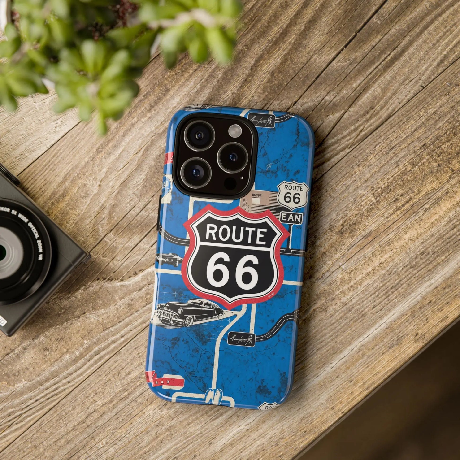 Route 66 Custom iPhone Case, Dual Layer, TPU and Polycarbonate, Wireless Charging Printify