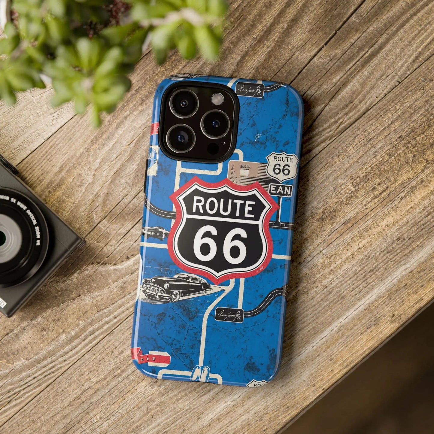 Route 66 Custom iPhone Case, Dual Layer, TPU and Polycarbonate, Wireless Charging Printify