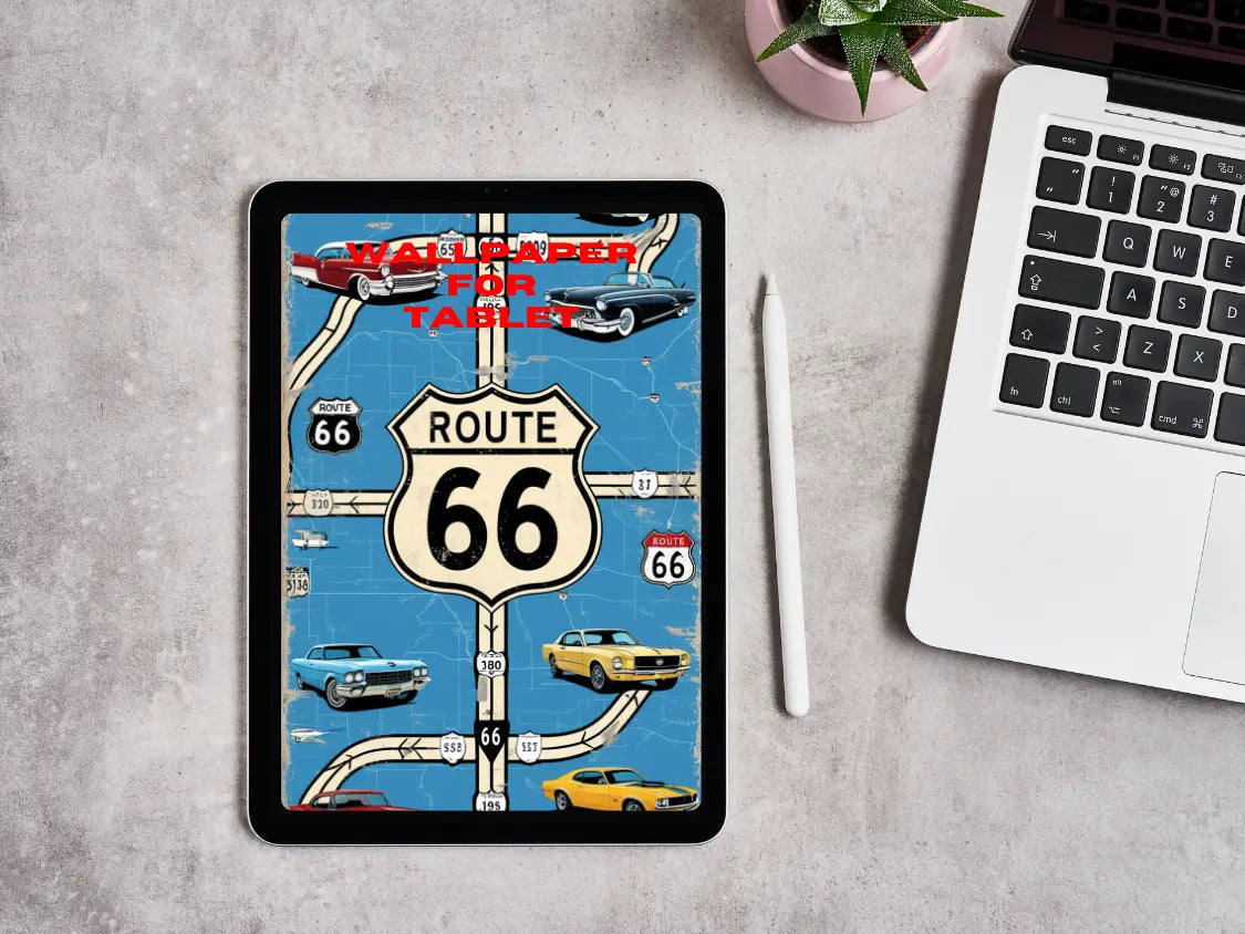 Vintage Art Route 66 Retro Artwork – Instant Download - Alp Online Store