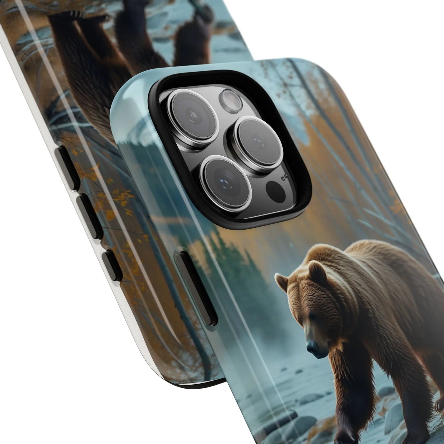 iPhone Case Bear Fishing by the River iPhone Case - Dual Layer Protection, TPU - Polycarbonate, Wireless Charging Compatible - Alp Online Store